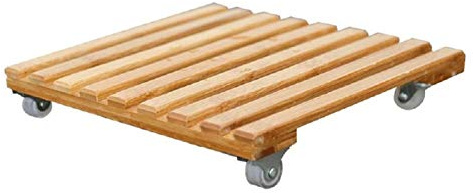 Tray Wooden with Roller Pulley Universal Removable Plant Flower Pot Base Tank Solid (9.84in)