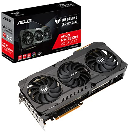ASUS TUF Gaming AMD Radeon™ RX 6800 XT OC Edition - Tarjeta gráfica (PCIe 4.0, 16 GB GDDR6, HDMI 2.1, DisplayPort 1.4a, rodamientos de Ventilador de Doble Bola, Cubierta de Aluminio, Marco Reforzado,