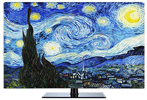 NAKAN Universal TV Dust Cover 22-80 Inch Polyester Fabric Smooth Screen Protector for LCD LED Plasma Television Art Printing Decor for Flat Curved TV(Color:BLUE,Size:55in)