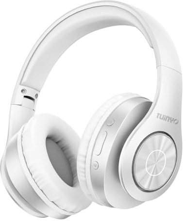 TUINYO Bluetooth Headphones Over Ear Hi-Fi Stereo Headset Wireless Headphones with Deep Bass, Soft Memory Protein Earmuffs, Built-in Microphone Cable PC/Mobile/TV