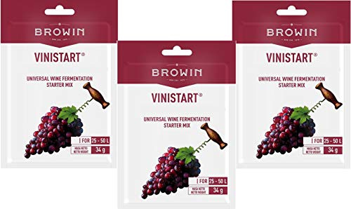 3x Vinistart - WEINHEFE + HEFENÄHRSALZ + VIT B1-34g für 50 Liter Wein - Weißwein und Rotwein Weinhefe