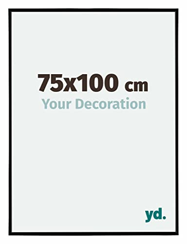 Your Decoration - Bilderrahmen 75x100 cm - Schwarz Matt - Bilderrahmen aus Kunststoff mit Acrylglas - Antireflex - 75x100 Rahmen - Evry