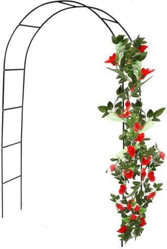MCDSAJ Arco da giardino in metallo nero con telaio in acciaio, tre misure possono essere liberamente combinate per piante rampicanti, rose, interno/esterno, ideale per giardino, prato, terrazzo,