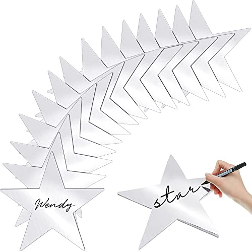 Epakh 36 Pieces Star Card Stock Cutouts 11 Inches Glitter Double Printed Paper Stars Decoration for Classroom Bulletin Board Movie Night 250th Anniversary USA (Silver)