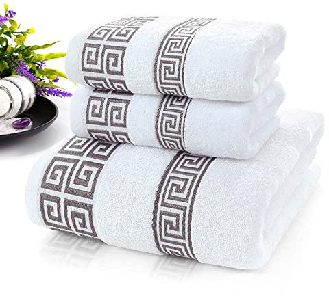 RODA Towel Set, 3 pezzi e 1 regalo Asciugamani bagno 100% cotone, Set bagno completo 1 Telo 2 Asciugamani viso. In regalo un asciugamano monouso gift, Lavette bagno