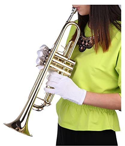 Gold Silberfarben Trompete Bb B Flache Dauerhafte Messing- Trompete Mit Einem Versilberten Mundstück EIN Paar Handschuhe Und Gig-Tasche Trompeten Anfänger (Color : Gold)