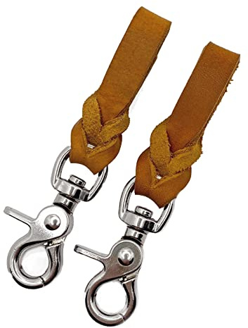 Steigbügelhalter aus Fettleder, geflochten (Cognac, Chrome)