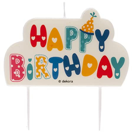 Dekora - Candeline Compleanno Particolari | Candele Decorative Happy Birthday con Scritte Decorative - 10 x 6cm