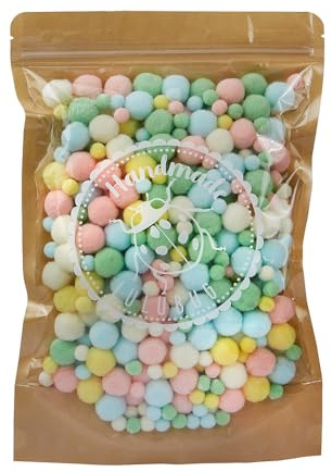 Lulubug Pompons zum Basteln, 500 Stück | 1cm & 2cm, Filzoptik | Hochwertige Farben, verschließbarer Zipper | Bälle zum Basteln für Kinder und Erwachsene, DIY, Nähen | Pastell