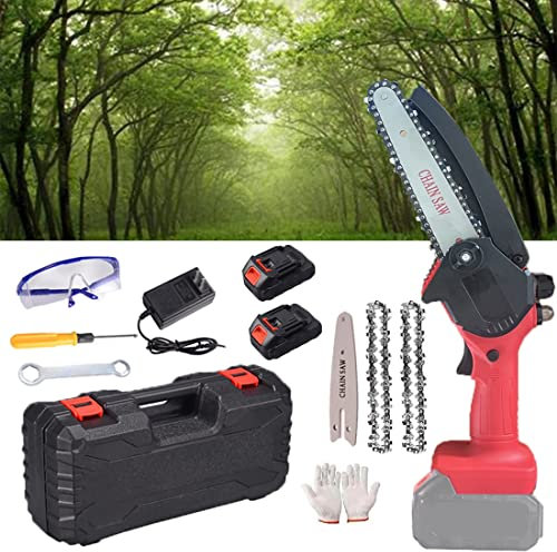 Mini Motosierra Bateria,24V 6-in Motosierra Eléctrica Sin Cable, motosierra de mano, Tijeras de Podar Inalámbricas Operado con Una Mano Motosierras Eléctrica Portátil Sierra Eléctrica for Corte