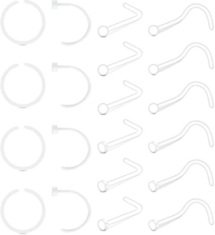 Anicina Klare Nasenringe Ohrstecker für die Arbeit Klar Piercing Retainer Hufeisen Kunststoff Septum Retainer Klar Flexibel Bauchnabel Nase Septum Lippe Augenbrauen Zunge Nippel Ringe Bioflex