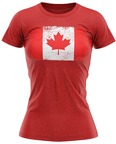 Purple Print House Canada Grunge T Shirt Football Fan Soccer Tournament Gift Idea Football Shirts Her, M, Red