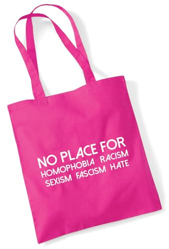 Huuraa Jutebeutel No Homophobia Racism Hate 10 Liter Fuchsia Baumwolle Tasche Geschenkidee