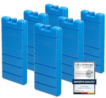 VonBueren 2-30 Kühlakkus für Kühltasche 12h Lange Kühlung | ca. 200 g je Kühlakku | ca. 7,4 x 16,7 x 2,1 cm | auch für Kühlbox (6)