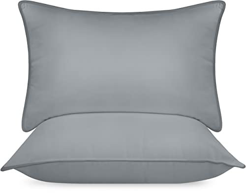Utopia Bedding Almohadas (2 Unidades), 50 x 70 cm Almohadas de Primera, Fibra Hueca Virgen Siliconada, Almohadas Suave de Fácil Cuidado (Gris)