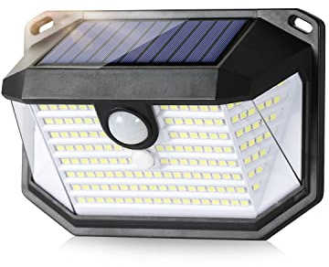 Solarlampen für Außen mit Bewegungsmelder Aussen IP65 Wasserdicht Solarleuchten Led Strahler Aussenlampe Sicherheitswandleuchte 3 Modi Solar Wandleuchte für Balkon Garten Garage Hauswand Hof Schwarz
