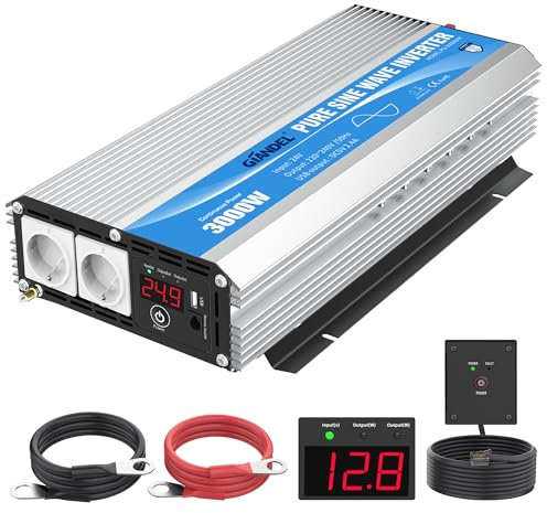 GIANDEL 3000W Power Inverter 24v 220v Onda Sinusoidale Pura Invertitore di Potenza con 2 presa AC e Telecomando & Porte USB per auto,camion camper