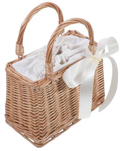 Cabilock Dekorativer Rattan Blumenkorb Mit Griff Handgefertigter Aufbewahrungskorb Für Hochzeiten Garten Rechteckige Tasche Aus Natürlichem Material Vielseitig Einsetzbar Für