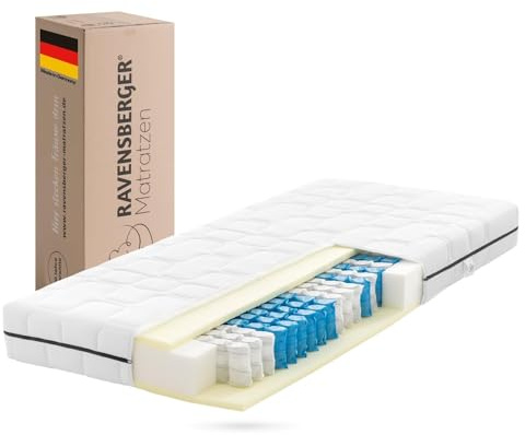 Ravensberger Matratzen Tonnentaschenfederkernmatratze Ortho-Spring - Härtegrad H3, mittelfest - 80 x 200 cm, Höhe 19 cm - 7-Zonen - Oeko-TEX® Standard 100 Zertifiziert