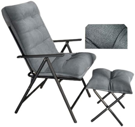 UZSPAC Sessel mit Hocker Modern Falten Chaiselongue Verstellbare Rückenlehne Relaxsessel mit Liegefunktion Relaxsessel Fernsehsessel (Size : Cotton and Linen, Color : Round)