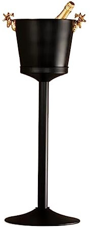 GLigeT Seau à Glaçons Grand Refroidisseur de vin sur Pied en Acier Inoxydable et Cave à vin avec Seau à Glace Rafraîchisseur Champagne (Color : Noir)