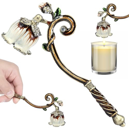 Apagador de velas seguro con mango largo, elegante y decorativo para todas las velas, apagador de velas de metal, tapón de vela clásico, mechas de velas de llama de forma segura