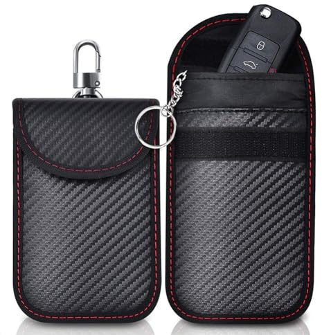 3 x Signalblocker-Tasche für Autoschlüssel, wasserdicht, Faraday-Schlüsselanhänger, gedämpftes Signal, schlüsselloser Zugang, Faraday-Tasche für Autoschlüssel, RFID-Schlüsseltasche (Farbe: Schwarz)