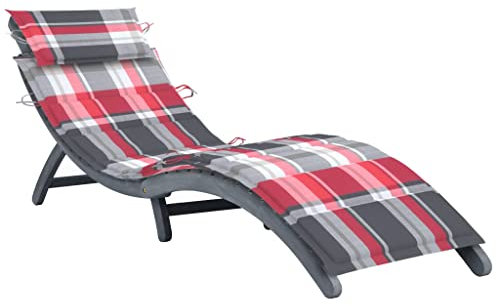 FUDUGEHMIOFWFJJ deckchair,liegestühle,sonnenbank,Sonnenliege mit Auflage Grau Massivholz AkazieGeeignet für Garten, Pooldeck, Terrasse, Wohnzimmer