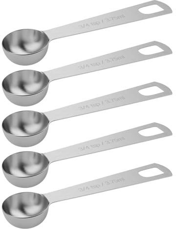 BERYLER 5 x 3/4 Teelöffel (1/4 Esslöffel, 1/8 Unzen, 3,75 ml) Einzel-Messlöffel, nur einzelne Teelöffel