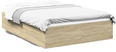 ShGaxin Bettgestell Sonoma-Eiche 120x200 cm Holzwerkstoff, Bett, Jugendbett, Schlafzimmer Bett, Bed Frame - 3281023