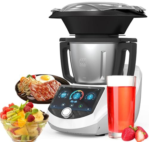 Robot de cuisine automatique, robot culinaire multifonctionnel avec recettes intégrées, balance et WiFi, écran tactile TFT, robot de cuisine tout-en-un intelligent 3L, robot de chef for cuisiner