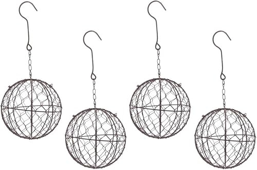pistro 4 macetas rústicas de metal con forma de bola para cactus, marco de corona de alambre de hierro para suculentas, plantas de aire, soporte para macetas de pared colgante, decoración de jardín,