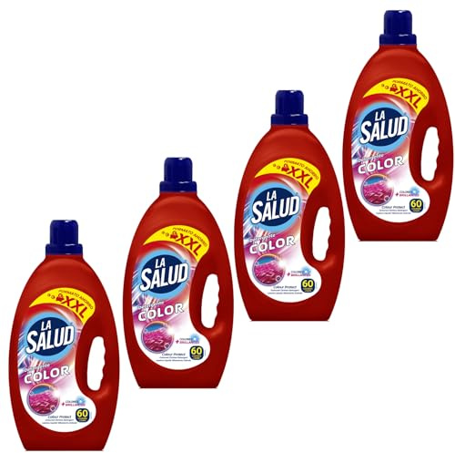 Pack de 4 Detergente Líquido Color LA SALUD 4L - 240 Lavados | Fórmula Avanzada para Colores Más Brillantes, Elimina Manchas Difíciles y Previene la Migración de Colores