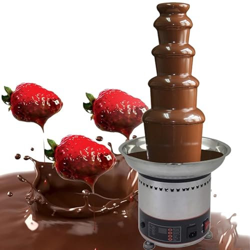 QUSYZD Máquina de Fuente de Chocolate para Fiestas, máquina de Fuente de Chocolate Caliente de Acero Inoxidable de 4/5/6/7 Niveles, Fuente de Fondue de Chocolate para Bodas, Fiestas de em,5layer