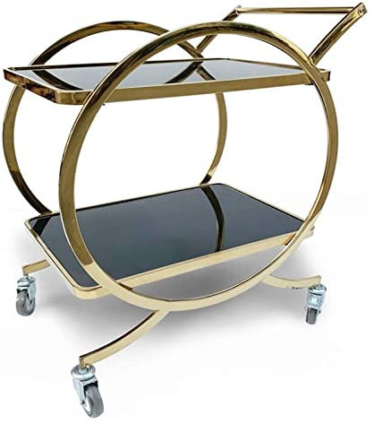 Goldener Getränke-Küchenwagen, Servierwagen, Barwagen mit Glasplatte, tragbarer Teetrolley für Cocktail-Party, Rollbar, Wagen mit Rollen, stilvolle Wohnmöbel für Unterhaltung