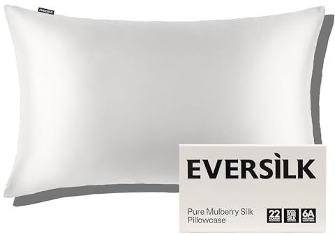EVERSILK Federa per cuscino seta di gelso 22 Momme, 50x80cm Bianco | Certificata OEKO-TEX, grado 6A, ipoallergenica, bifacciale, cerniera nascosta, morbida e confortevole, sonno riposante