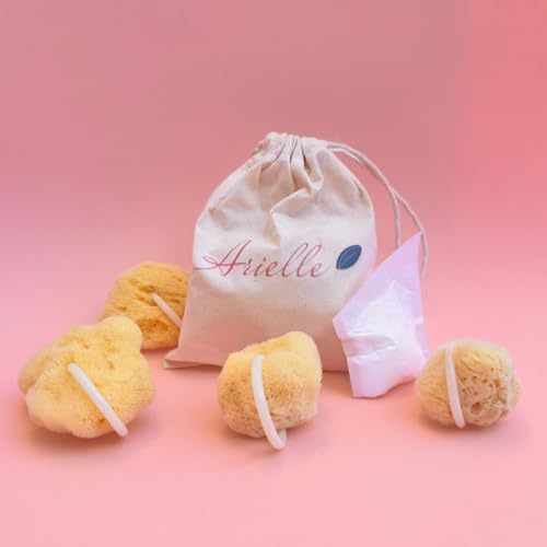 ARIELLE Éponge menstruelle réutilisable avec anneau - Kit annuel (4 éponges) - Alternative écologique aux tampons et tasses - Facile à insérer et à extraire - Hygiène intime féminine Zero Waste (L)