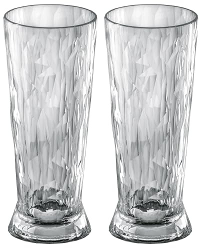 Koziol Superglas Club No. 10, 2 pièces, 300 ml, verre à bière en plastique cristallin, luxueux, incassable, réutilisable, fête, camping, set de 2 pièces