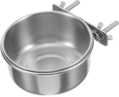 FONDOTIN Papagei Edelstahl Futternapf Sittich Käfig Zubehör Doppelschraube Vogel Wasserspender 12x5cm