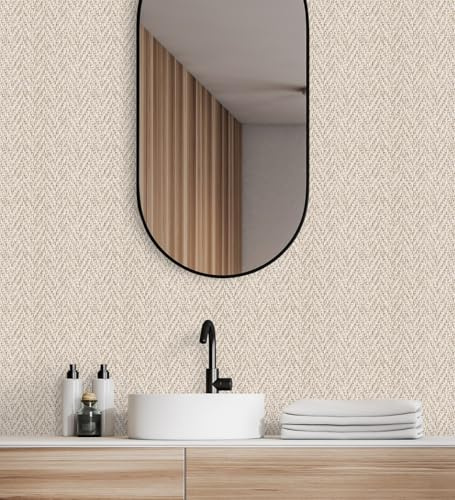 GAULAN 128794 - Papel pintado vinílico de espigas trenzadas en relieve tono beige tostado para pared salón cocina baño dormitorio pasillo - Rollo de 10 m x 0,53 m