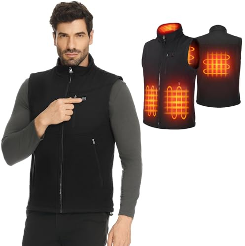 KEMIMOTO Gilet Riscaldato Uomo Donna, Antivento Gilet Riscaldato con Telecomando APP, Elettrico Giubbotti Riscaldati con Batteria da 10000 mAh per Sci Escursionismo Caccia Pesca Motociclismo