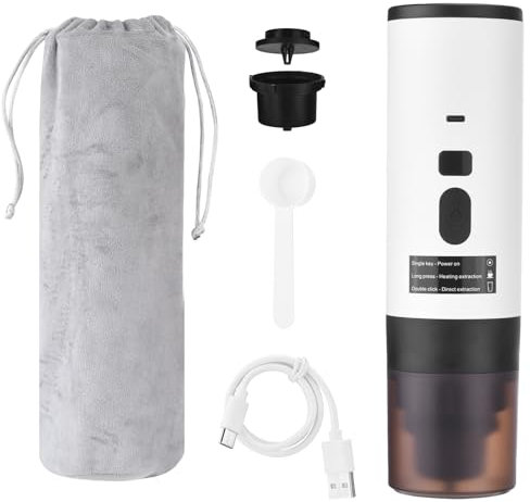 Irishom Tragbare 3-in-1-Kaffeemaschine,Tragbare Espressomaschine mit Akku,15 Bar Hochdruck, Digitalanzeige, kompatibel mit Kaffeepulver & Kapseln, für Camping, Auto & Büro