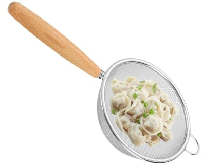 Set setaccio in rete | Filtri in acciaio | Rete fine durevole con impugnatura in legno e liscia, ideale per cuocere la pasta drenante per preparare il lavaggio delle verdure e filtrare i liquidi