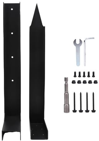 Nurnesy Heavy Duty Fence Post Anchor Ground Stake Repair Kit Carbon Steel Post Support with 31.7 Inch Length 16.5 Inch Burial Depth for Repairing Tilted Broken Wood Fence Posts