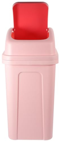 PartyKindom Cubo de Basura con Tapa Abatible Grande Plástico Grueso Diseño Compacto para Cocina y Baño Bote de Basura Doméstico 10 Color Rosa