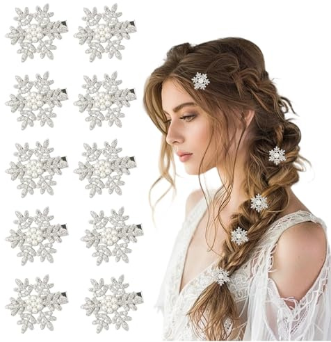 10er Set Frozen Haarschmuck Elsa Style - Weihnachts Haarschmuck - Eiskönigin Inspired Haaraccessoires, Haarspange Weihnachten für Mädchen