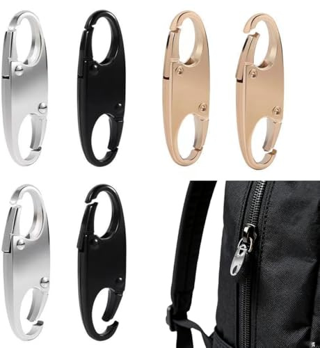 YUVKIN Chiusure lampo da viaggio, 6 pezzi, Chiusura antifurto, Clip di sicurezza per cerniere, per Zaini, Borse, Valigie, Portafogli, lucchetti per valigie, zip, Resistente (Nero, Argento, Dorato)