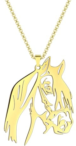 ZIAFRPN Collar con colgante de cabeza de caballo de acero inoxidable, joyería de animales vintage de oro para mujeres y hombres