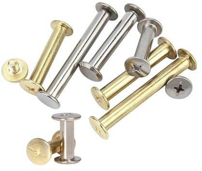 Vis d'album en laiton nickelé/laiton, 5 à 25 pièces, ceinture cuir, portefeuille photo, album de scrapbook, livre compte, rivets liaison vis(Nickel Plated,5x12mm 10pcs)