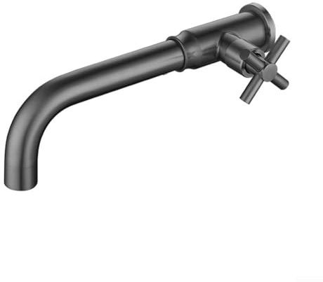 Grifo de fregadero montado en la pared, mezclador de agua fría SUS304, acero inoxidable, grifo de jardín al aire libre, boquilla de lavabo G1/2, fijación moderna, oro negro, oro rosa (gris)